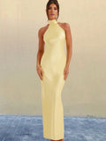 Sommerfeld | Elegantes Satin-Maxikleid mit Halter-Ausschnitt