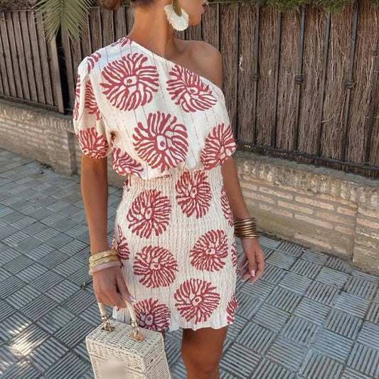 Sommerfeld | One-Shoulder Minikleid mit sommerlichem Print