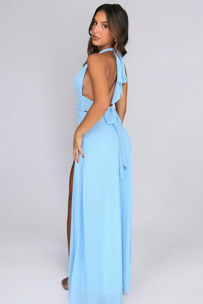 Sommerfeld | Stilvolles Neckholder-Maxikleid mit Hohem Schlitz