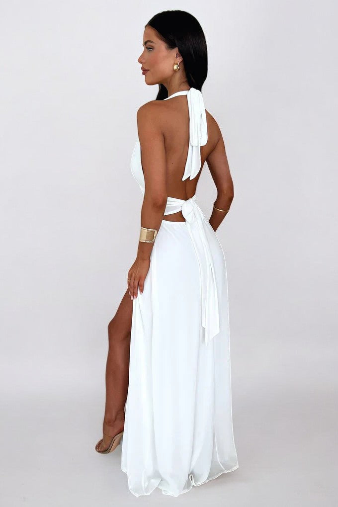 Sommerfeld | Stilvolles Neckholder-Maxikleid mit Hohem Schlitz