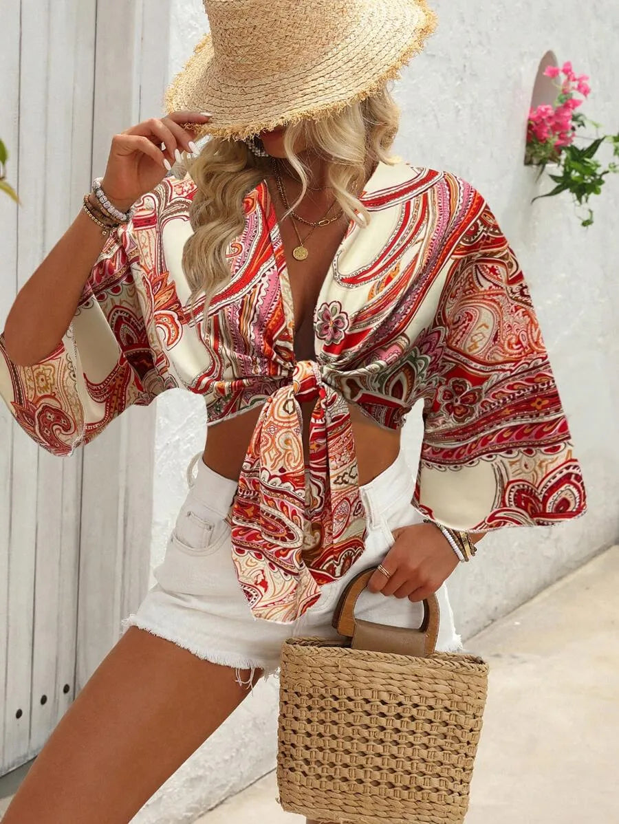 Blusa Paisley con Nudo
