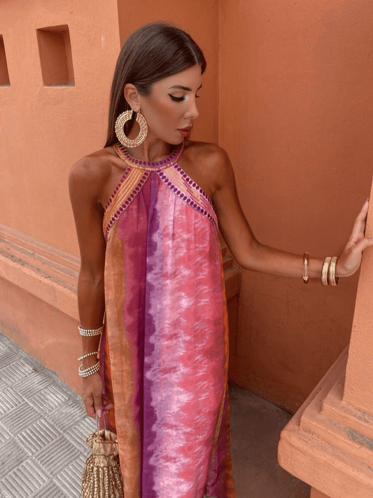 Sommerfeld | Tie-Dye Maxikleid mit amerikanischem Ausschnitt