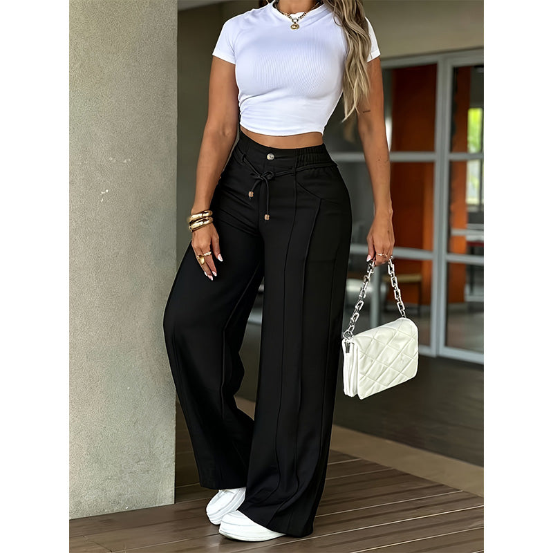 Lucía | Pantalón de Cintura Alta con Costuras Delanteras